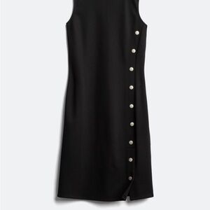 Superdry Black Midi Dress with Side Button Accents